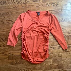 The Limited Vivid Orange Ruched Blouse